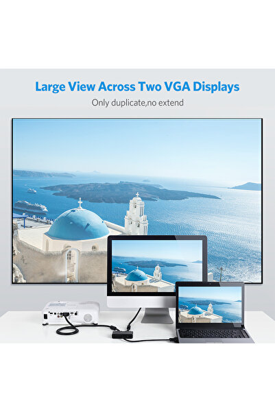 Ugreen Separator ecran monitor, Adaptor video VGA - 2x VGA negru