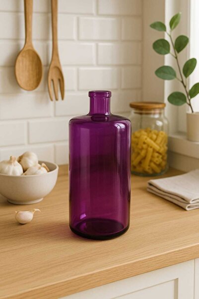 GROVİNG HAİR ✨ Mor Zarif Dekoratif Cam Şişe Özel Tasarım Kapaksız Vintage Şık çok amaçlı vazo sürahi hediyelik