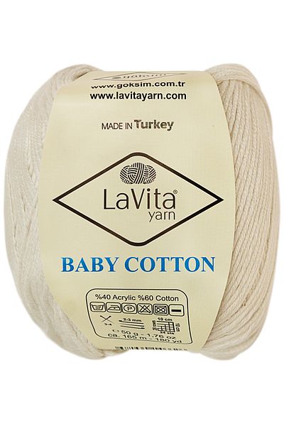 LaVita Yarn Bumbac pentru copii Amigurumi și ață de tricotat manual 40% acril 60% bumbac 50gr (1001 ALB)