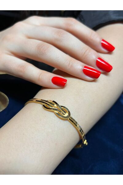 10 Gr (gram) Oluklu Ajda Desenli Aşk Düğümü Kelepcee 22 Ayar Altın