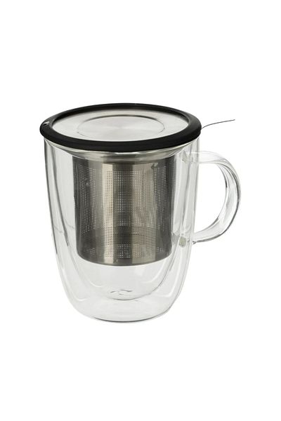 Secret de Gourmet Clea stainless steel infuser mug, borosilicate glass, lid, 300 ml
