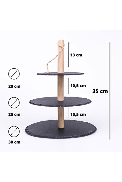 Excellent Houseware Βάση τούρτας EH Excellent Houseware, 3 επιπέδων, σχιστόλιθος, ξύλο