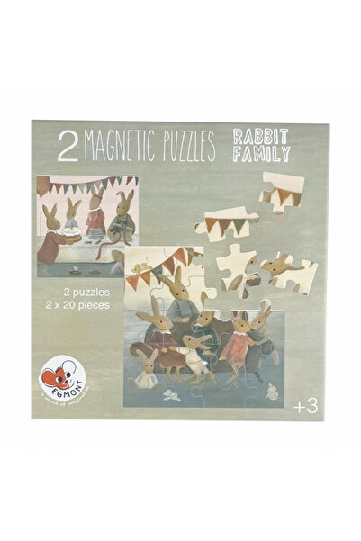 Egmont Toys Set 2 puzzle-uri magnetice Familia iepurasilor, Egmont Toys