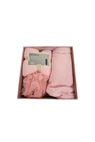 OEM Gift Set with 3 Pieces for Girls - Towel and Sponge, Pink