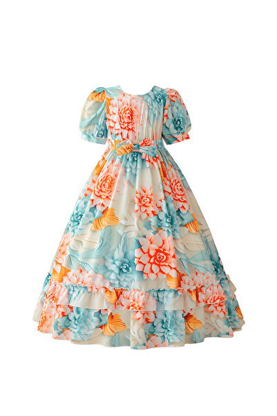 ddaniela فستان عباية مزين بالزهور من دي دانييلا - متعدد الألوان