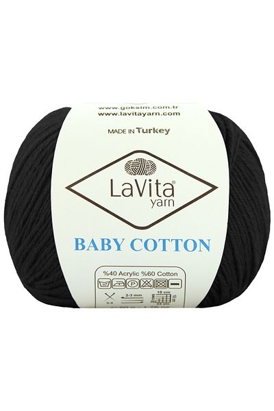 LaVita Yarn Bumbac pentru bebeluși Amigurumi și ață de tricotat manual 40% acril 60% bumbac 50gr (6500 NEGRU)