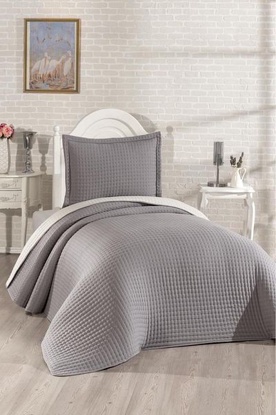 Çeyiz Diyarı Elisa Filled Double Sided Single 180X240 cm Bedspread Anthracite