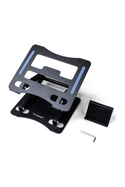 WOZINSKY ZESTAW Podstawka pod laptopa aluminiowa + podstawka do smartfona - czarna