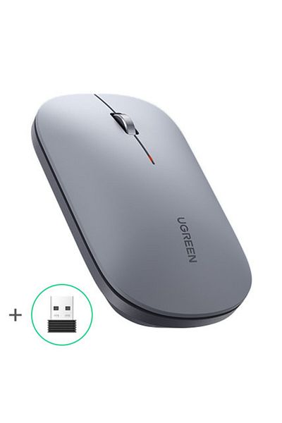 Ugreen Poręczna myszka bezprzewodowa do komputera USB szary