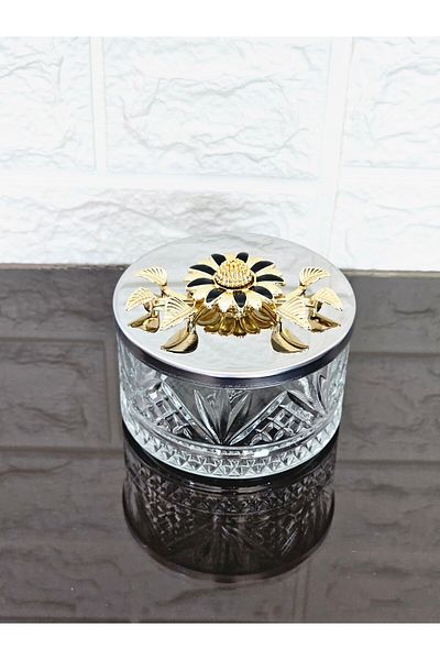 atabey home collection وعاء سكر 2 قطعة مع غطاء فضي ووعاء حلوى وعرض مع تفاصيل ديزي أسود