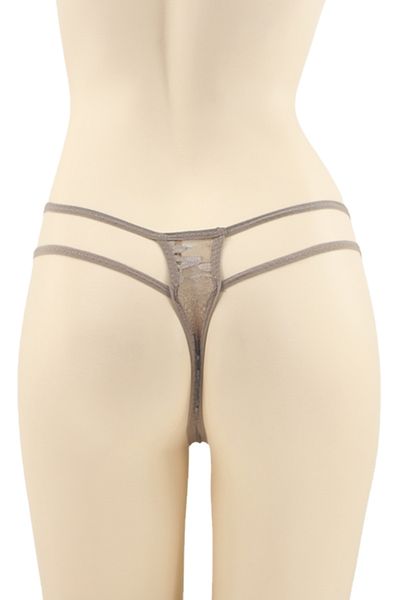 OEM Sexy thong panties with contrasting lace inserts and decorative rhinestone details, DZK-2162