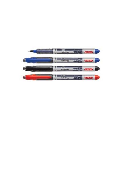 Herlitz Diggy Liquid Ink Roller Pen, 0.5mm Tip, Color Black, Set of 12 Pieces