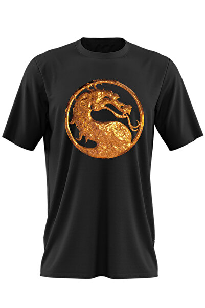 OEM Ανδρικό T-shirt Mortal Kombat Emblem Master Dragon Gold