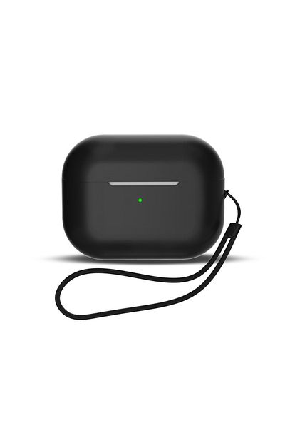 Hurtel Silikonowe etui do słuchawek AirPods 3 + pasek smycz na nadgarstek czarne