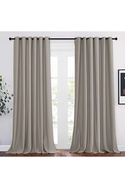 PONY DANCE Set 2 blackout curtains with rings, for living room or bedroom, 220X260, sand
