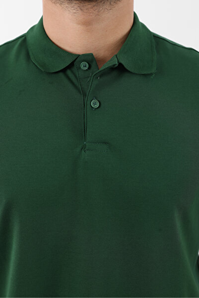 comstar Men's Cotton Basic Green Polo Neck T-Shirt