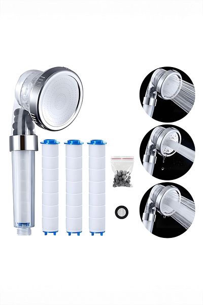Yanara Lonic Shower Head 3 Modes High Pressure Shower Head Water Saving Filtered Head with PP Cotton Filter