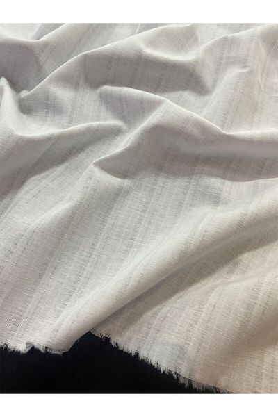 Yiğit Kumaş Self Striped Shirt Dress Tunic Fabric White