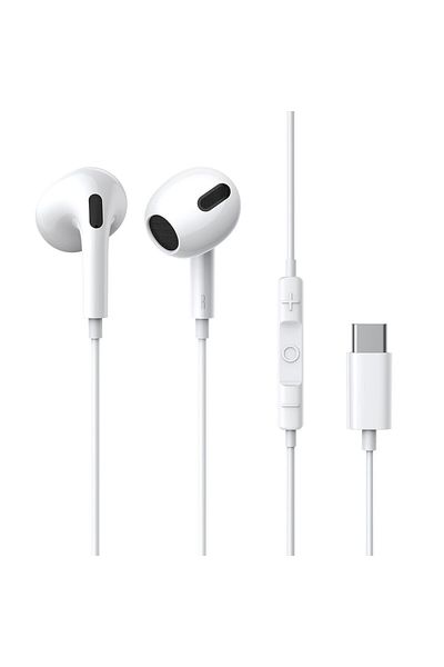 Baseus Douszne słuchawki na kablu z mikrofonem USB-C Encok C17 białe
