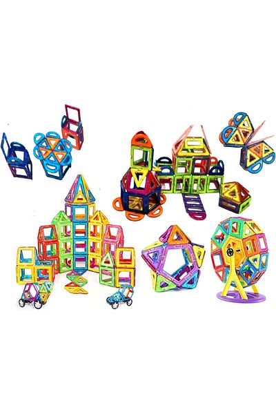 Saharaz 191 Piece Set Magnetic Tiles Building Blocks, Educational Kit,Develop Shape Recognition Abilities