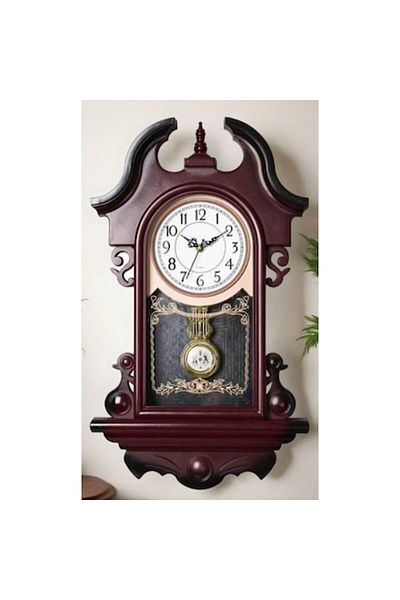 BLA BLA FOAM Wall Clock Bla Bla Foam Vintage with Pendulum, Mahogany, 60x35 cm