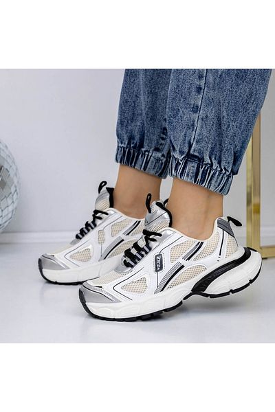 mei Women's Sports Shoes 3WL112 Black-White
