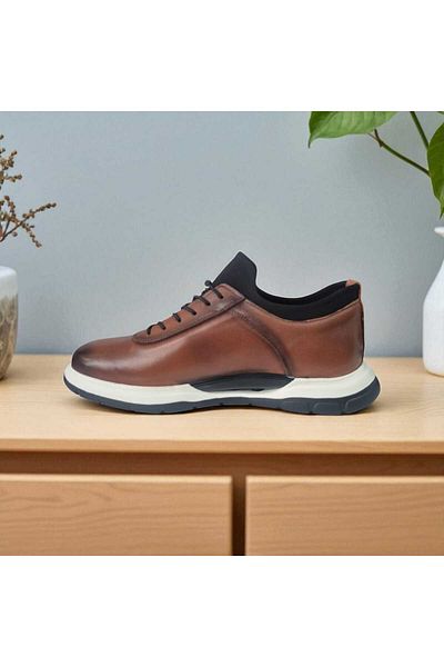 Voyager Men's Genuine Leather Orthopedic Rubber Sole Lace Light Casual Shoes