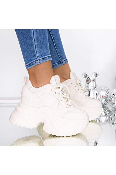 mei Pantofi Sport Dama cu Platforma 3SJN28 Bej