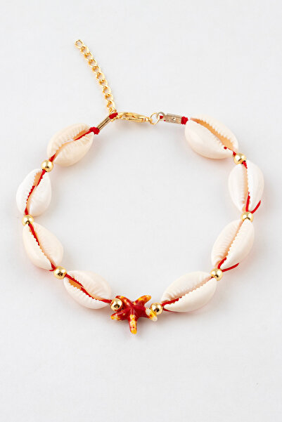 Sortie Aksesuar Colorful starfish figured sea shell string anklet