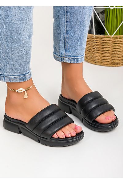 starlike Women's black platform slippers A114