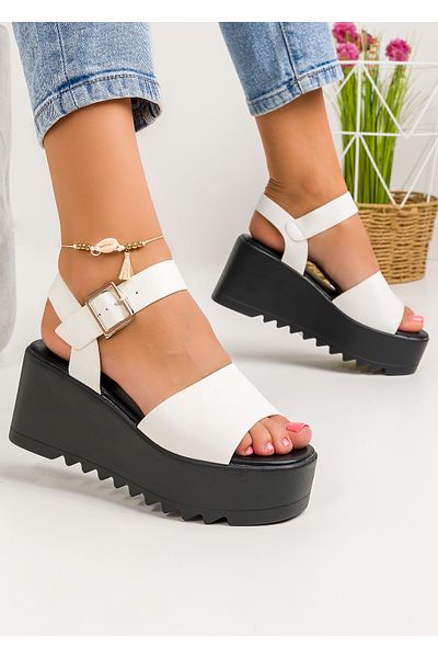 starlike Women's white platform sandals A115