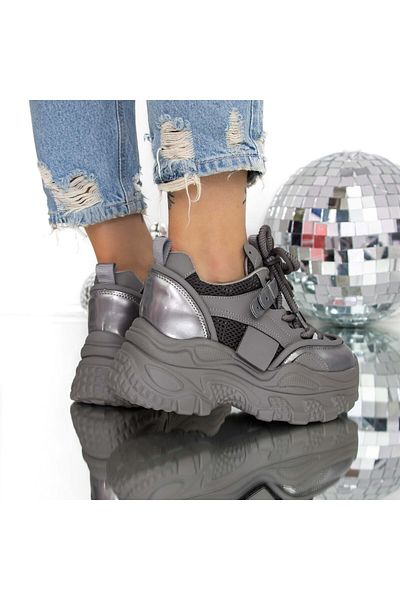 mei Women's Platform Sneakers 3SJN55 Grey