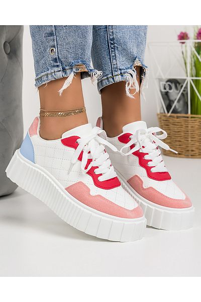 starlike Pantofi casual dama albi cu rosu A144