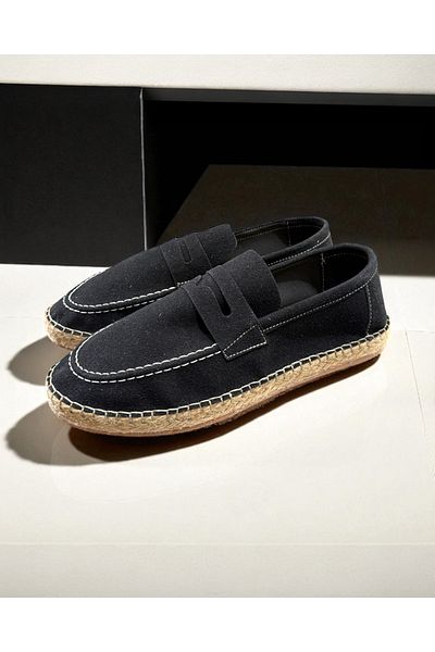 higo Men's Espadrille with Straw Detail