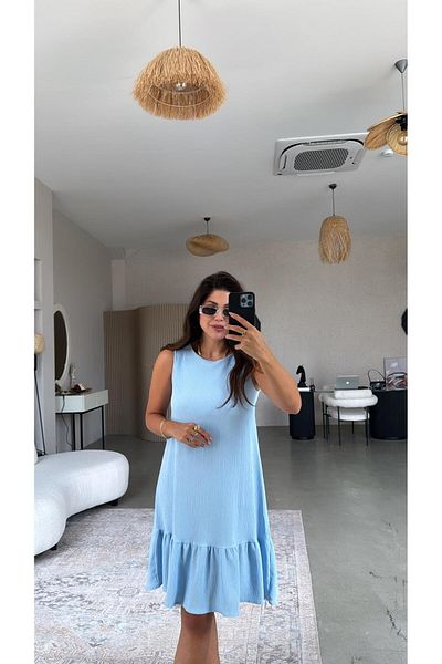Buket Teke Baby Blue Six Flounce Wrap Dress
