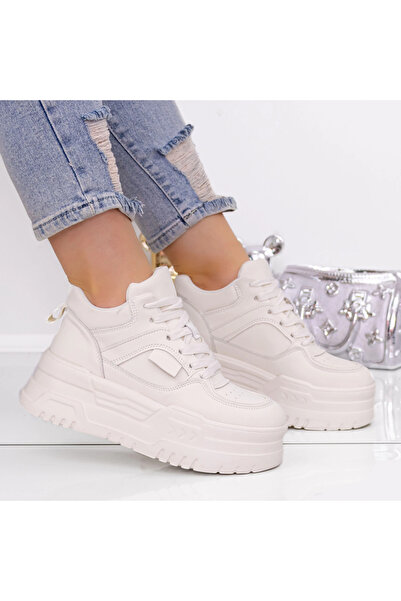 mei Pantofi Sport Dama cu Platforma 3AL12 Bej