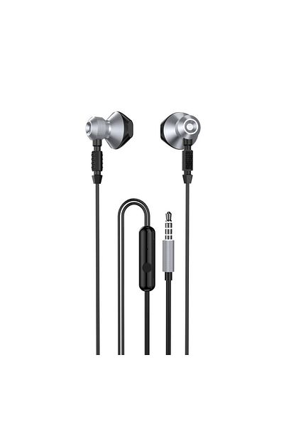 DUDAO Metalowe przewodowe słuchawki douszne 3,5 mm mini jack szary
