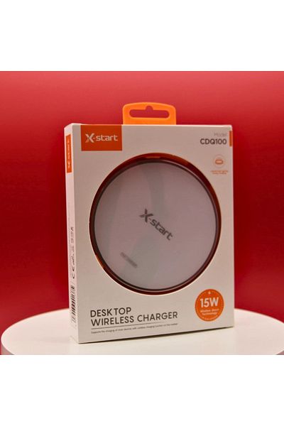 FOTOFUN Încărcător wireless de birou de 15 W, tehnologie avansată, alb, încărcare rapidă cu lumină ambientală