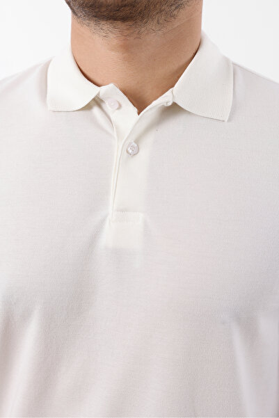 comstar Men's Cotton Basic Ecru Polo Neck T-Shirt