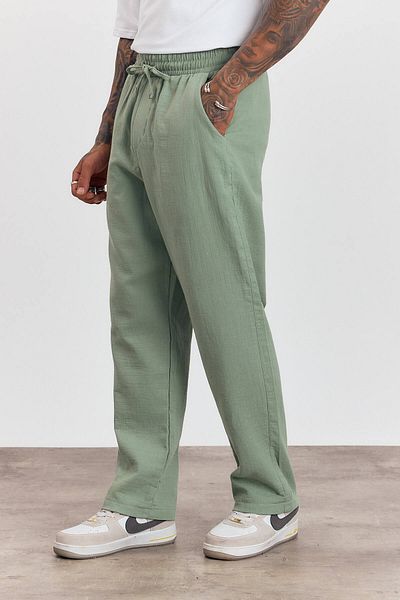 Weyeze Elastic Waist Lace-Up Loose Cut Trousers Ag-Y23113Lns