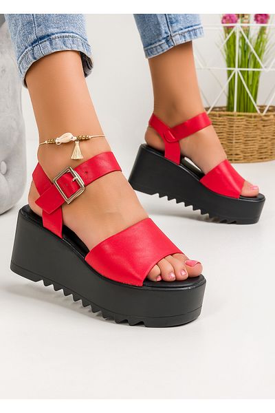 starlike Women's red platform sandals A115