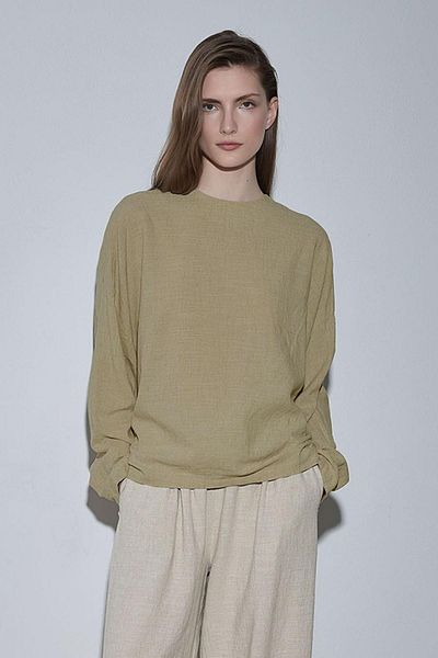 Suud Collection Linden Green Ole Oversize Linen Blouse