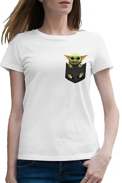 OEM Tricou femei Baby Yoda Pocket, Star Wars, Mandalorian