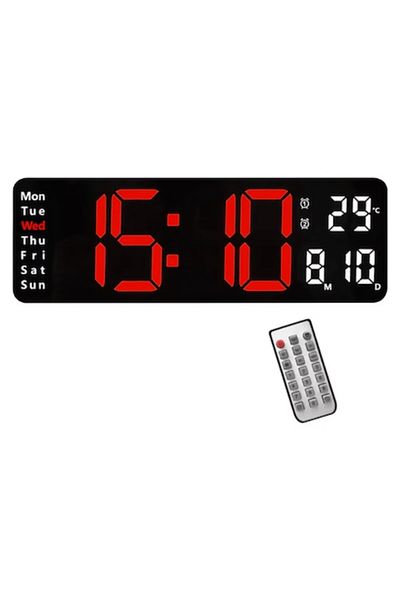 BLA BLA FOAM Digital Wall Clock with Remote Control, Thermometer, Calendar, Dual Alarm, Cable Power, Adjustable B