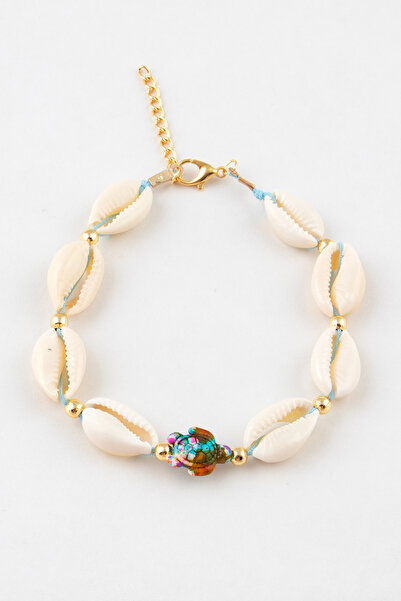 Sortie Aksesuar Renki Sea Turtle Figured Seashell Drawstring Anklet