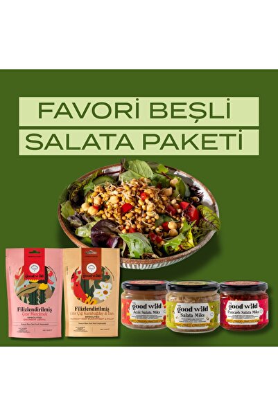 THE GOOD WİLD Favori Beşli Salata Paketi | Fermante Salata Miks Karma | Filizlendirilmiş Çıtır İkili | 5'li Paket