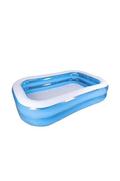 ZanaCasei Inflatable rectangular children's pool 201 x 150 x 51 cm - White/Blue, Resistant Vinyl
