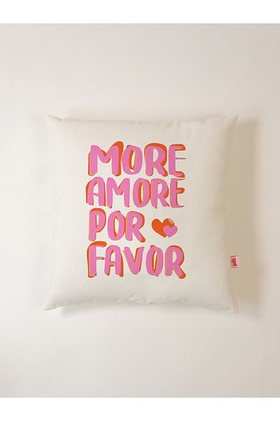 Galia Tasarım More Amore Por Favor Written Pillow Case 45X45 cm