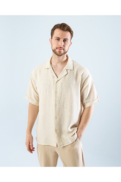 DAPHN Erkek Kısa Kollu Düğmeli Rahat Kalıp Yazlık Gömlek