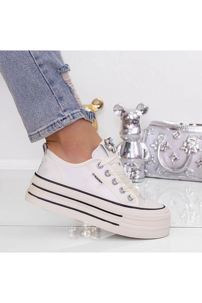 mei Women's Platform Sneakers 3AL61 White
